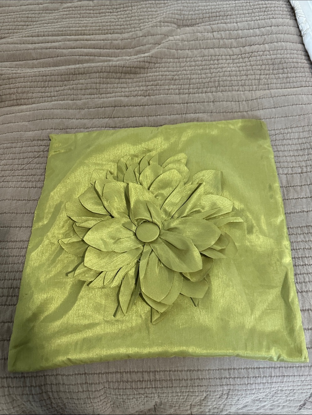 Decorative Green Floral Throw Pillow Cover - Brand Unknown 15” square